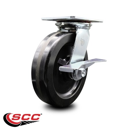 Service Caster 8 Inch Heavy Duty Phenolic Caster with Ball Bearing and Brake SCC-35S820-PHB-SLB